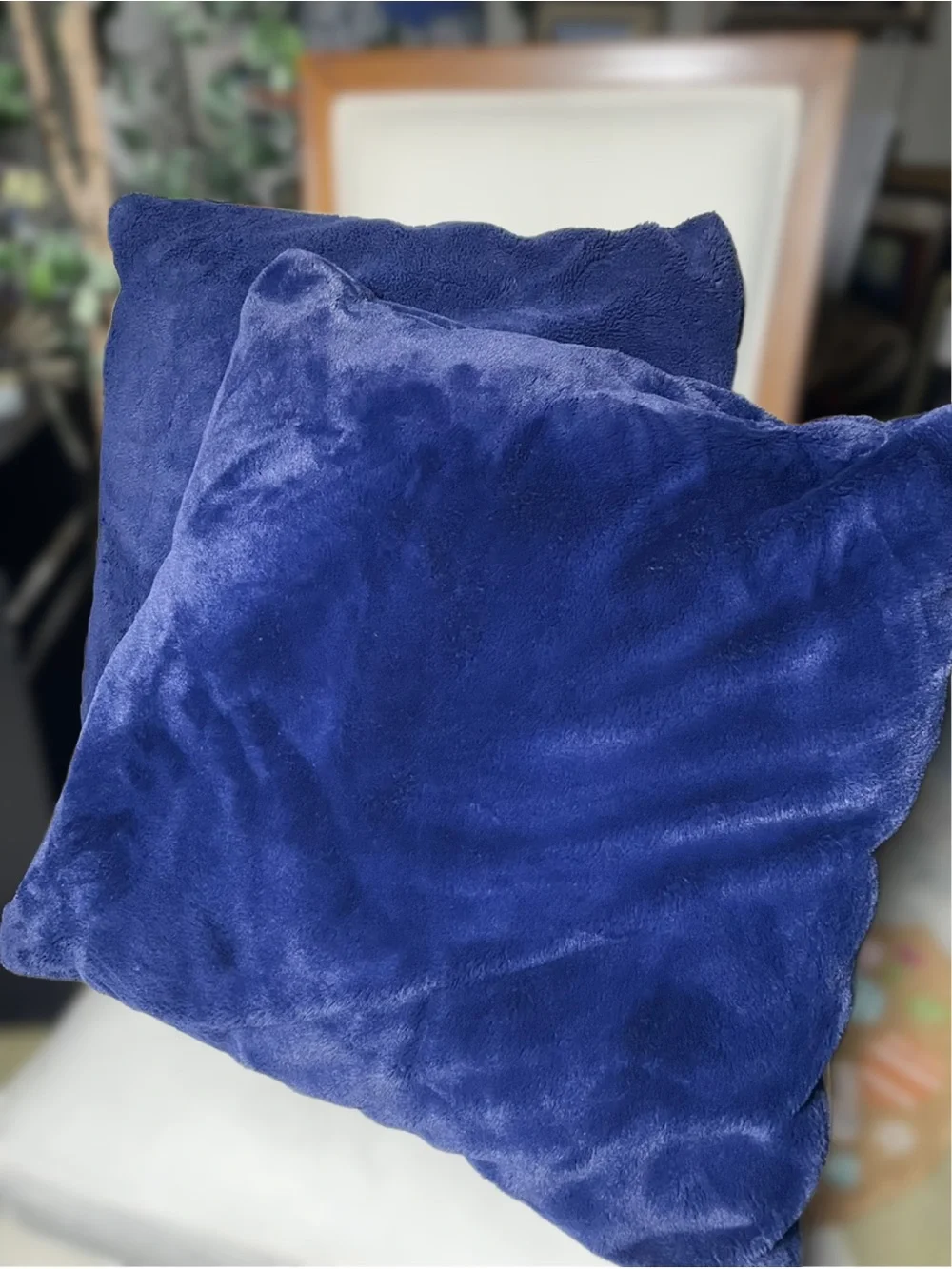 Royal Blue Velvety Soft 22” Throw Pillows - Set of 2
